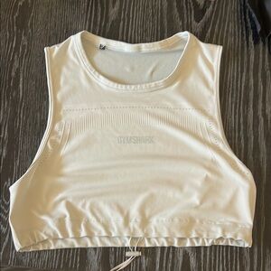 Gymshark Cream Sleeveless Fitted Crop Tank Top